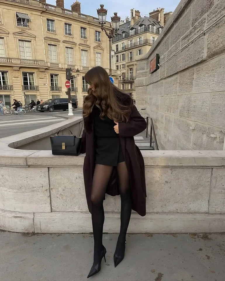 Women’s Luxury Faux Fur Collar Belted Winter Coat – Elegant Warm Long Overcoat