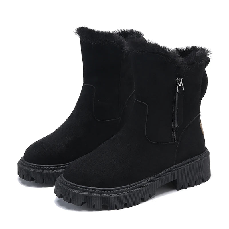 Women’s Winter Snow Boots – Warm Plush Lined Anti-Slip Suede Platform Boots